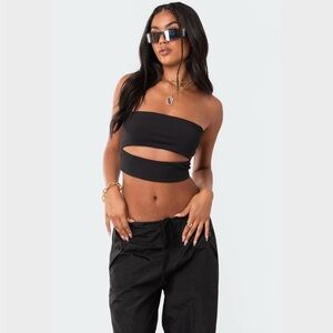 NWT EDIKTED Strapless Cutout Crop Top - Black